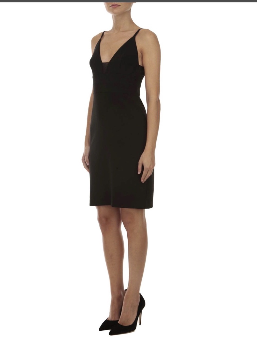 BNWT Alice & Olivia Black V-Neck Satin Slip Dress Size 2 NWT